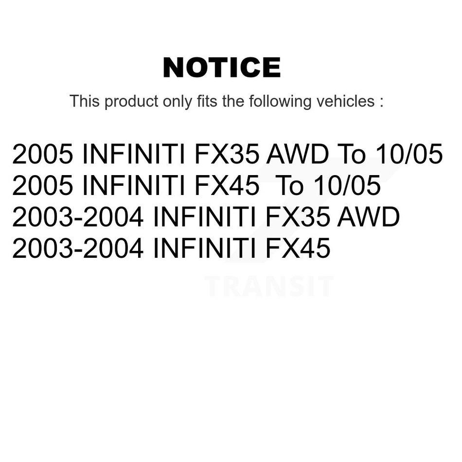 Front Hub Bearing Assembly Coated Disc Brake Rotors And Pads Kit For INFINITI FX35 FX45 KBB-103725
