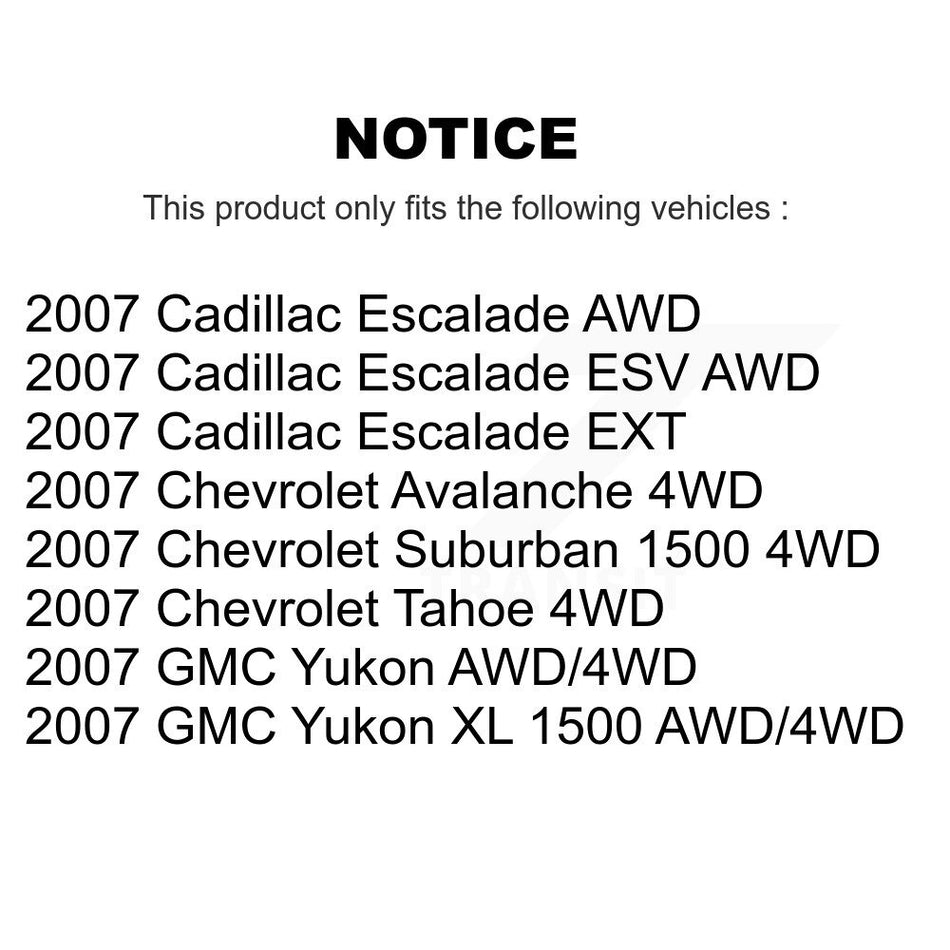 Front Hub Bearing Assembly Coated Disc Brake Rotors And Semi-Metallic Pads Kit For 2007-2007 Chevrolet Tahoe GMC Suburban 1500 Yukon Cadillac Avalanche XL Escalade ESV EXT KBB-103848