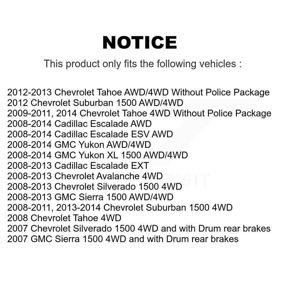 Front Hub Bearing Assembly With Coated Disc Brake Rotors And Pads Kit For Chevrolet Silverado 1500 GMC Sierra Tahoe Suburban Yukon Cadillac XL Avalanche Escalade ESV EXT KBB-103849