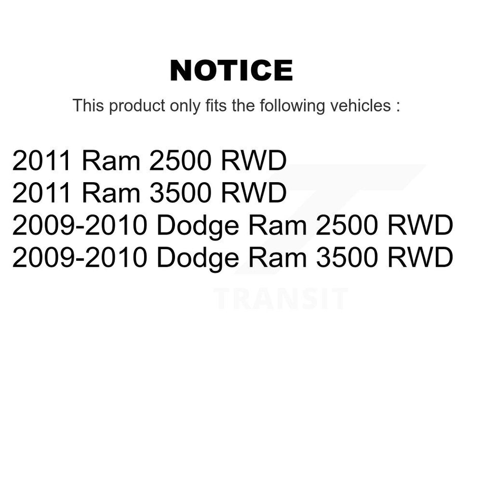 Front Hub Bearing Assembly With Coated Disc Brake Rotors And Semi-Metallic Pads Kit For Dodge Ram 2500 3500 RWD KBB-103870
