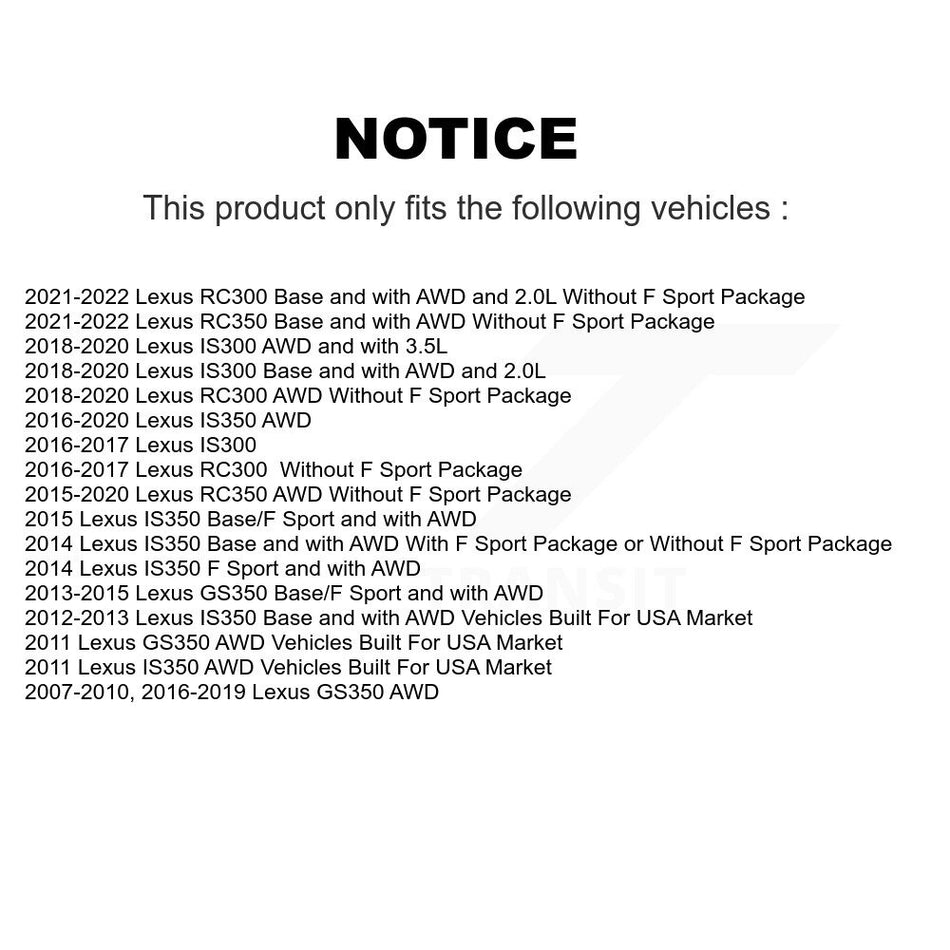 Front Hub Bearing Assembly With Coated Disc Brake Rotors And Semi-Metallic Pads Kit (5Pc) For Lexus GS350 IS300 IS350 RC350 RC300 KBB-103912