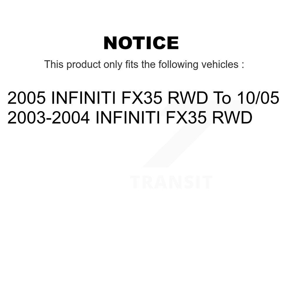 Front Hub Bearing Assembly With Coated Disc Brake Rotors And Semi-Metallic Pads Kit For INFINITI FX35 RWD KBB-104196