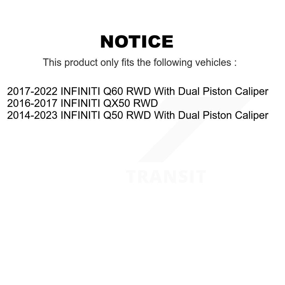 Front Hub Bearing Assembly With Coated Disc Brake Rotors And Semi-Metallic Pads Kit For INFINITI Q50 QX50 Q60 KBB-104203