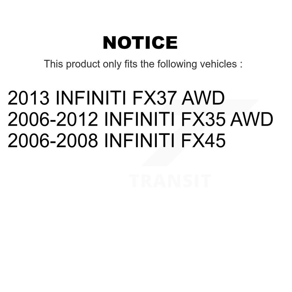 Front Hub Bearing Assembly Coated Disc Brake Rotor & Pads Kit For INFINITI FX35 FX37 FX45 KBB-104206