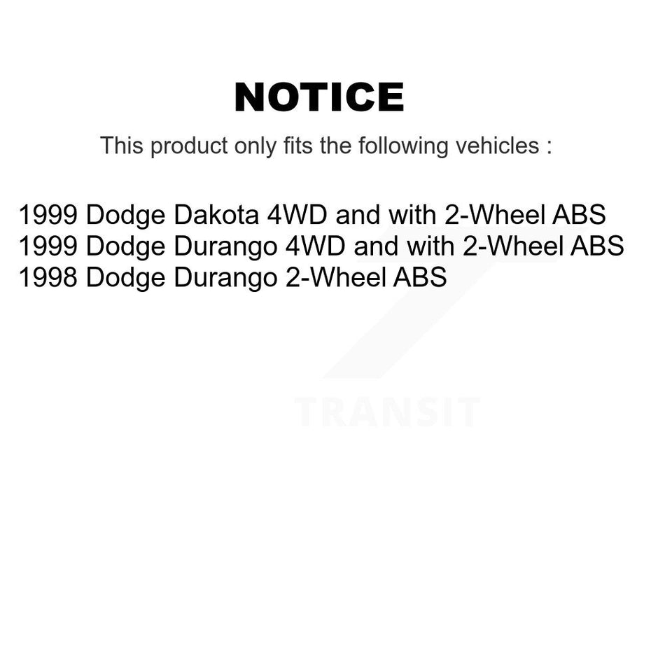 Front Hub Bearing Assembly With Coated Disc Brake Rotors And Semi-Metallic Pads Kit For Dodge Durango Dakota KBB-104250