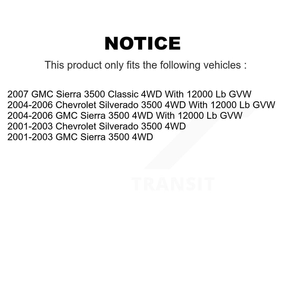Front Hub Bearing Assembly With Coated Disc Brake Rotors And Semi-Metallic Pads Kit For Chevrolet Silverado 3500 GMC Sierra Classic 4WD KBB-104319