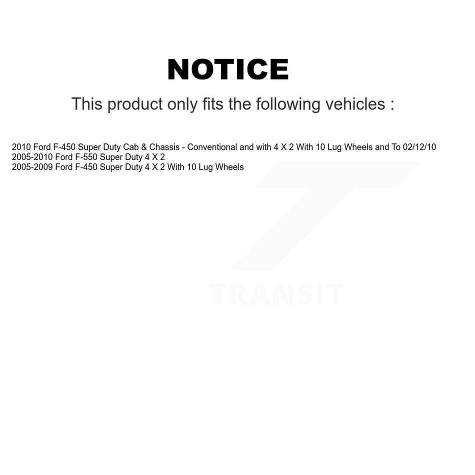 Front Hub Bearing Assembly With Coated Disc Brake Rotors And Semi-Metallic Pads Kit For Ford F-450 Super Duty F-550 KBB-104342