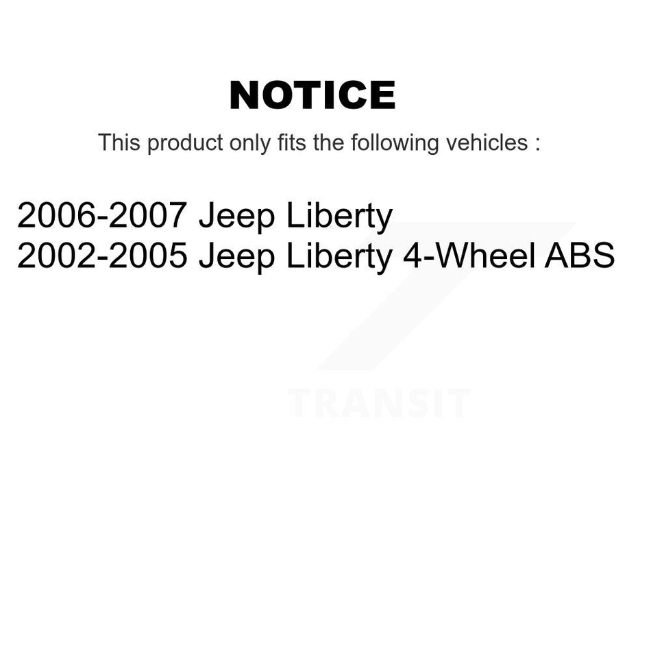 Front Hub Bearing Assembly With Coated Disc Brake Rotors And Semi-Metallic Pads Kit For Jeep Liberty KBB-104384