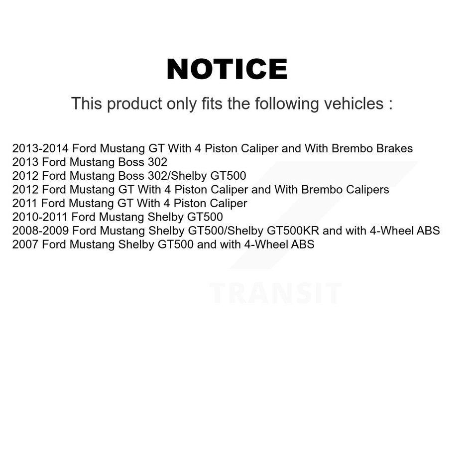 Front Hub Bearing Assembly With Coated Disc Brake Rotors And Ceramic Pads Kit For Ford Mustang KBB-104529