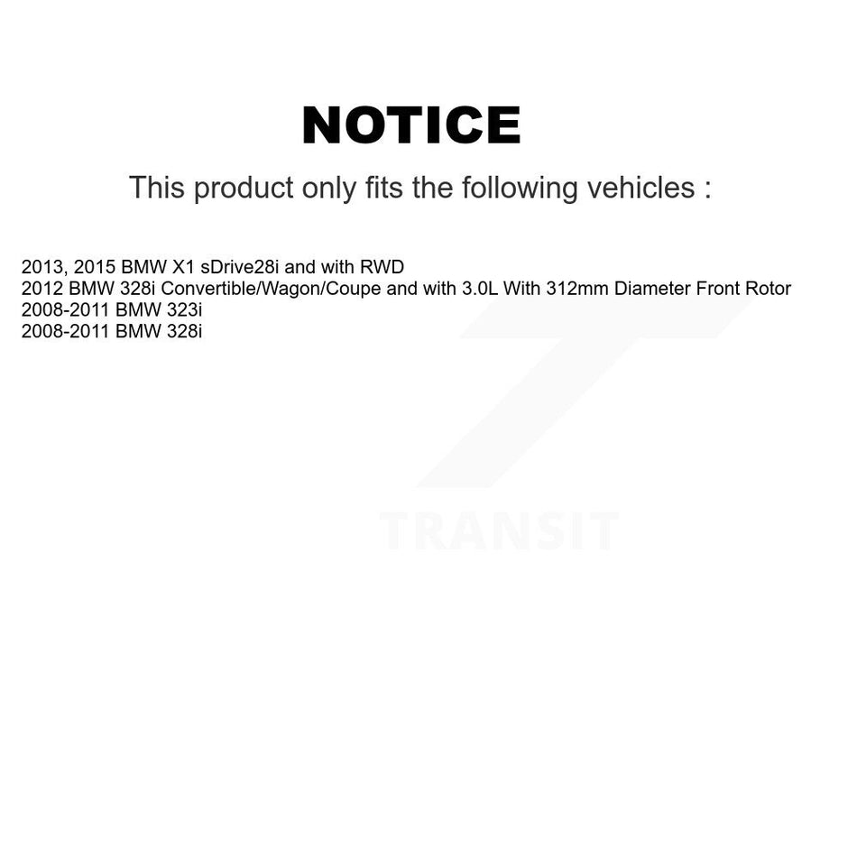 Front Hub Bearing Assembly With Coated Disc Brake Rotors And Ceramic Pads Kit For BMW 328i X1 323i KBB-104565