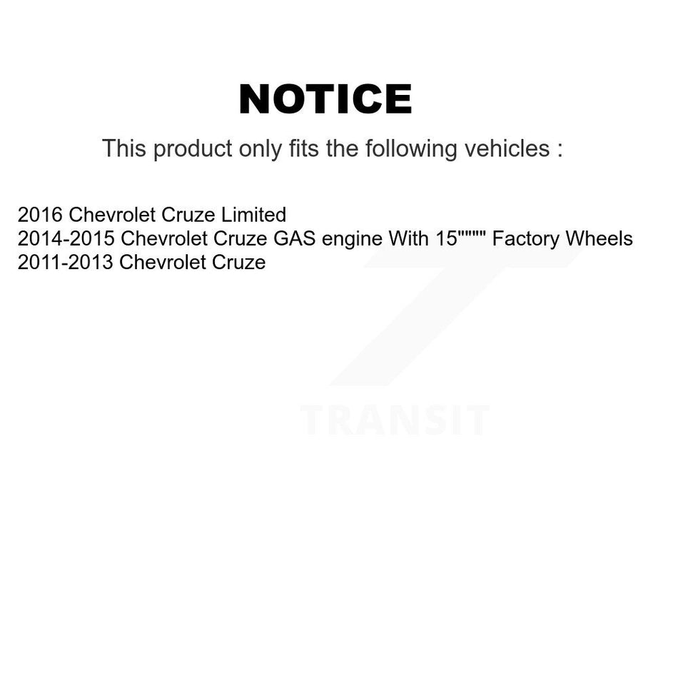 Front Hub Bearing Assembly With Coated Disc Brake Rotors And Ceramic Pads Kit For Chevrolet Cruze Limited KBB-104669