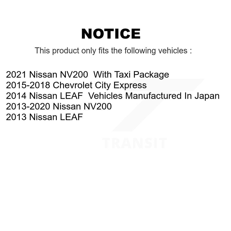 Front Hub Bearing Assembly With Coated Disc Brake Rotors And Ceramic Pads Kit For Nissan NV200 Leaf Chevrolet City Express LEAF KBB-104731