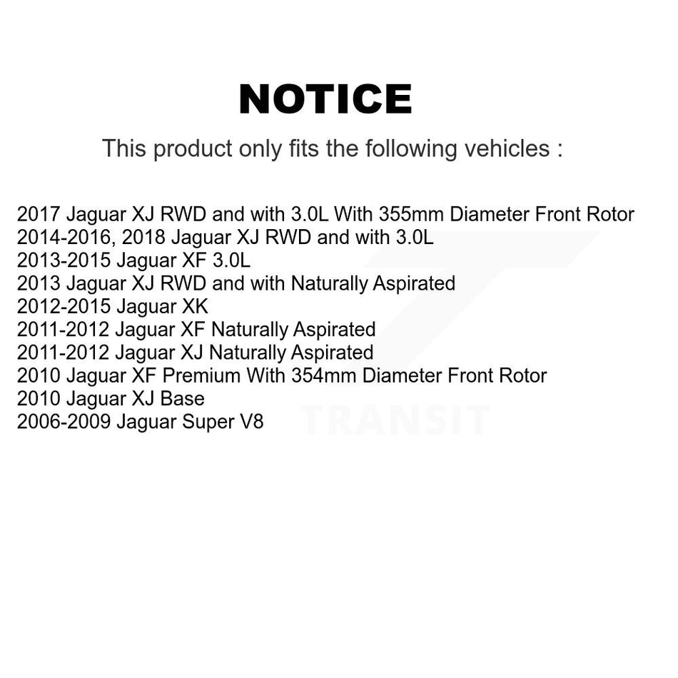 Front Hub Bearing Assembly With Coated Disc Brake Rotors And Ceramic Pads Kit For Jaguar XF XJ XK KBB-104736