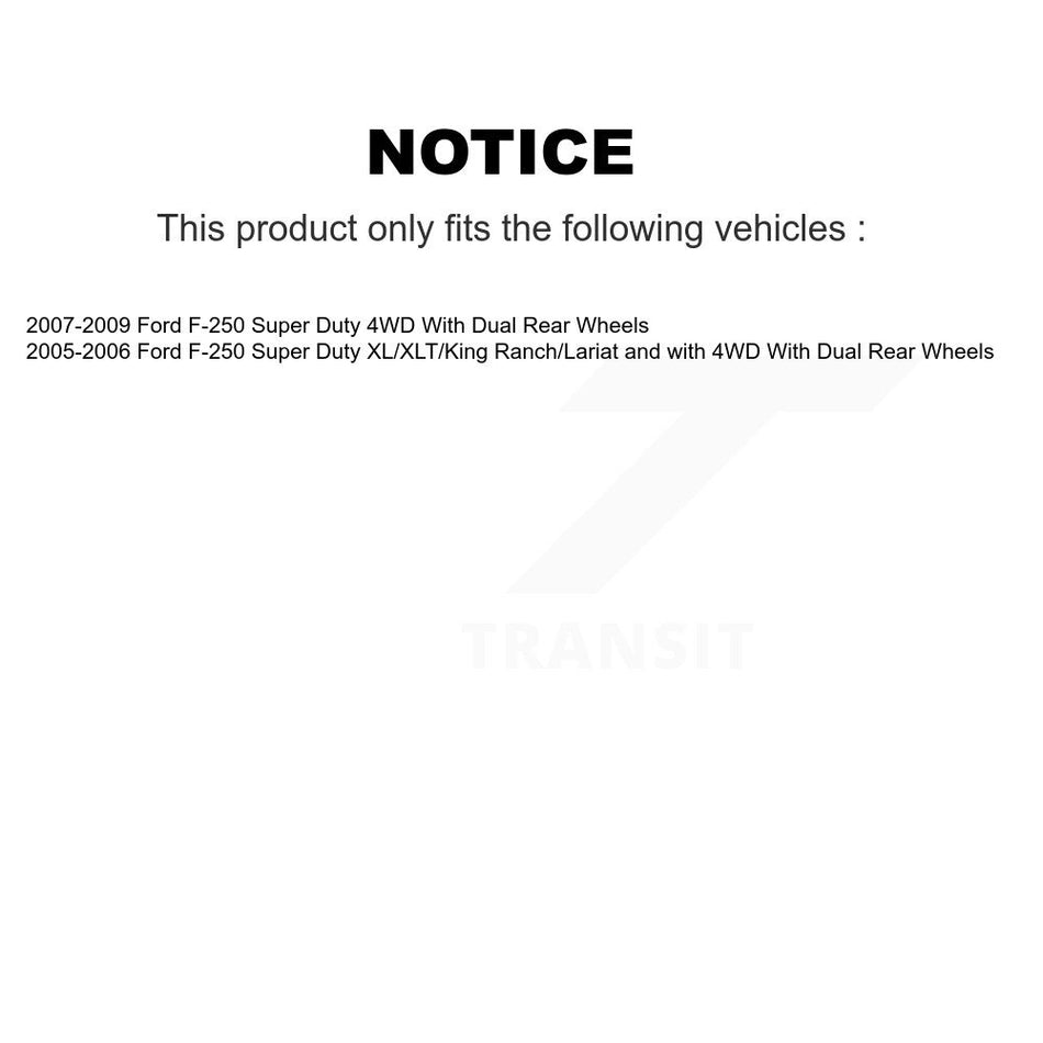 Front Hub Bearing Assembly With Coated Disc Brake Rotors And Ceramic Pads Kit For Ford F-250 Super Duty Dual Rear Wheels KBB-104815