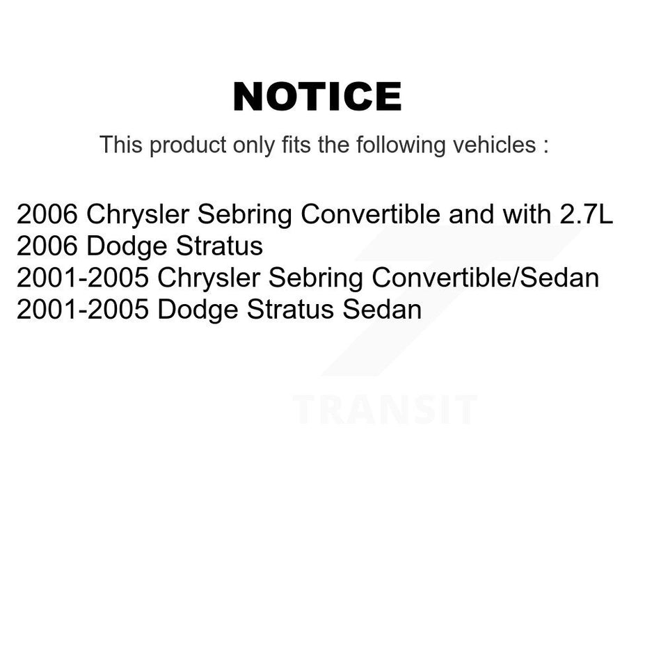 Front Hub Bearing Assembly With Disc Brake Rotors And Semi-Metallic Pads Kit For Chrysler Sebring Dodge Stratus KBB-104948