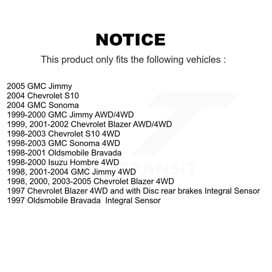 Front Hub Bearing Assembly With Disc Brake Rotors And Semi-Metallic Pads Kit For Chevrolet S10 Blazer GMC Sonoma Jimmy Oldsmobile Bravada Isuzu Hombre KBB-104972