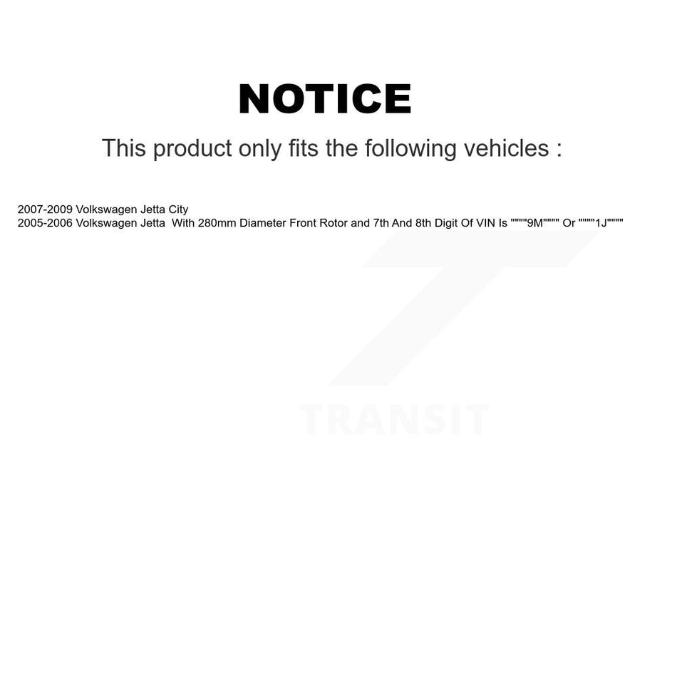 Front Hub Bearing Assembly With Disc Brake Rotors And Semi-Metallic Pads Kit For Volkswagen Jetta Golf City KBB-105077