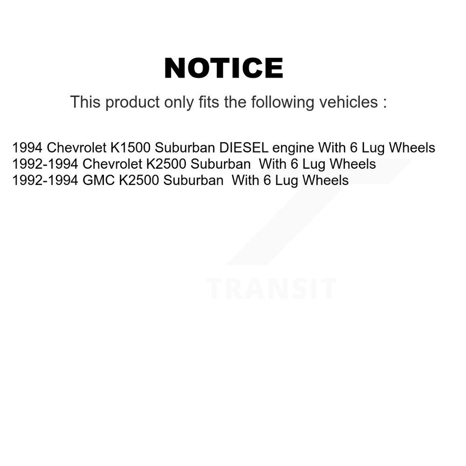 Front Hub Bearing Assembly With Disc Brake Rotors And Semi-Metallic Pads Kit For Chevrolet K1500 Suburban K2500 GMC 6 Lug Wheels KBB-105281