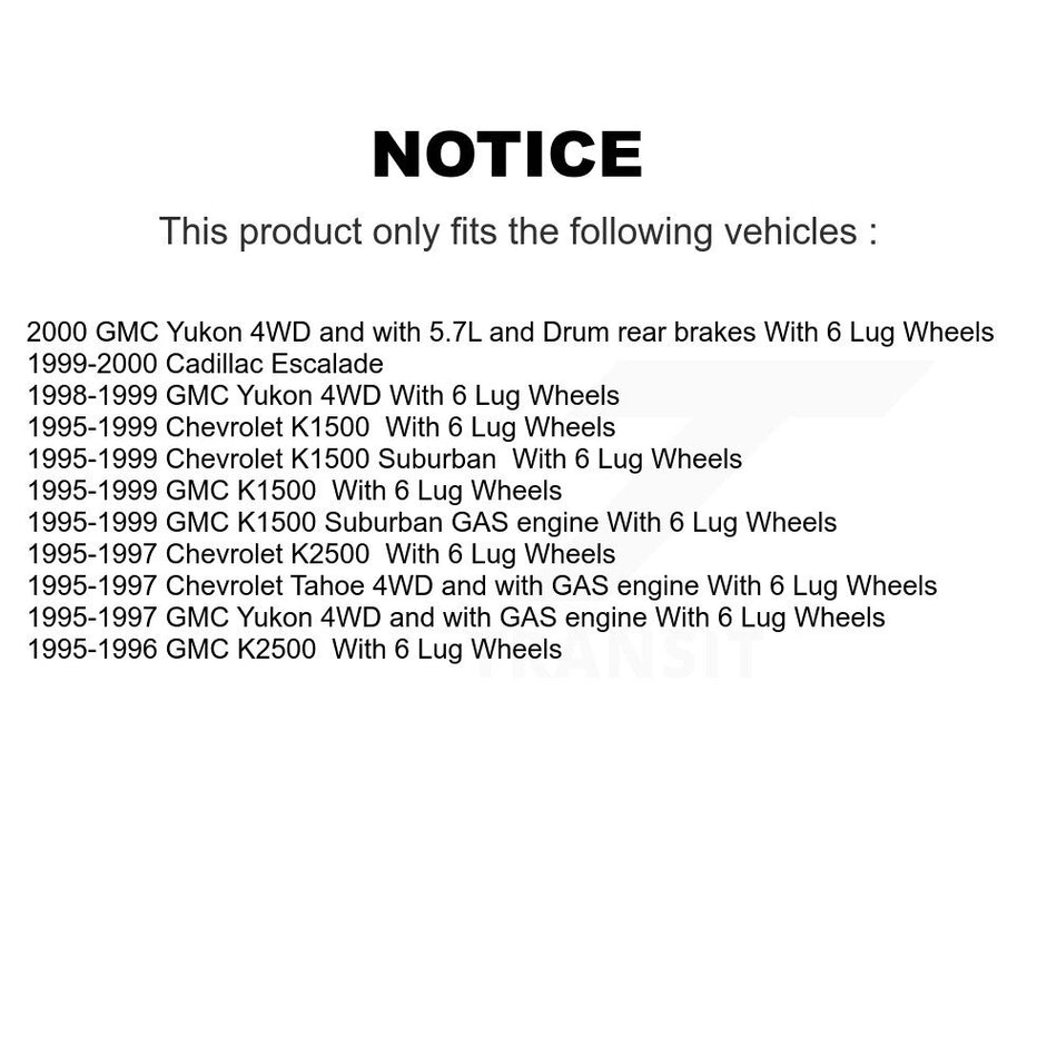 Front Hub Bearing Assembly With Disc Brake Rotors And Semi-Metallic Pads Kit For Chevrolet K1500 GMC Suburban Tahoe Yukon K2500 Cadillac Escalade KBB-105299