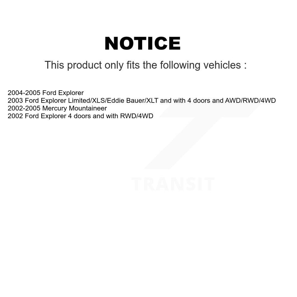 Front Hub Bearing Assembly With Disc Brake Rotors And Semi-Metallic Pads Kit For Ford Explorer Mercury Mountaineer KBB-105331