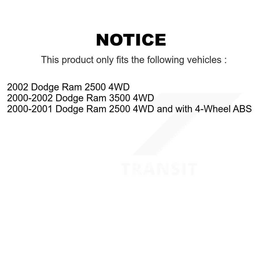 Front Hub Bearing Assembly With Disc Brake Rotors And Semi-Metallic Pads Kit For Dodge Ram 2500 3500 KBB-105347