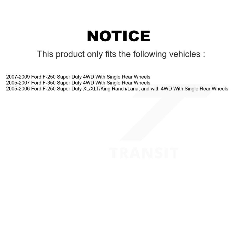 Front Hub Bearing Assembly With Disc Brake Rotors And Semi-Metallic Pads Kit For Ford F-250 Super Duty F-350 Single Rear Wheels KBB-105369