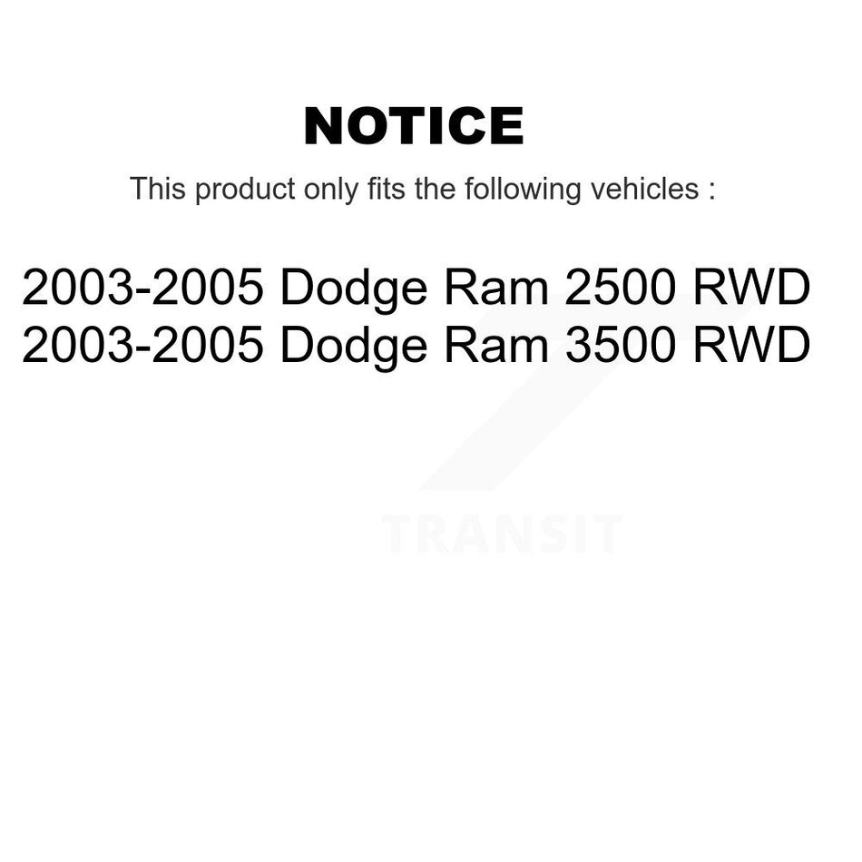 Front Hub Bearing Assembly With Disc Brake Rotors And Semi-Metallic Pads Kit For 2003-2005 Dodge Ram 2500 3500 RWD KBB-105381
