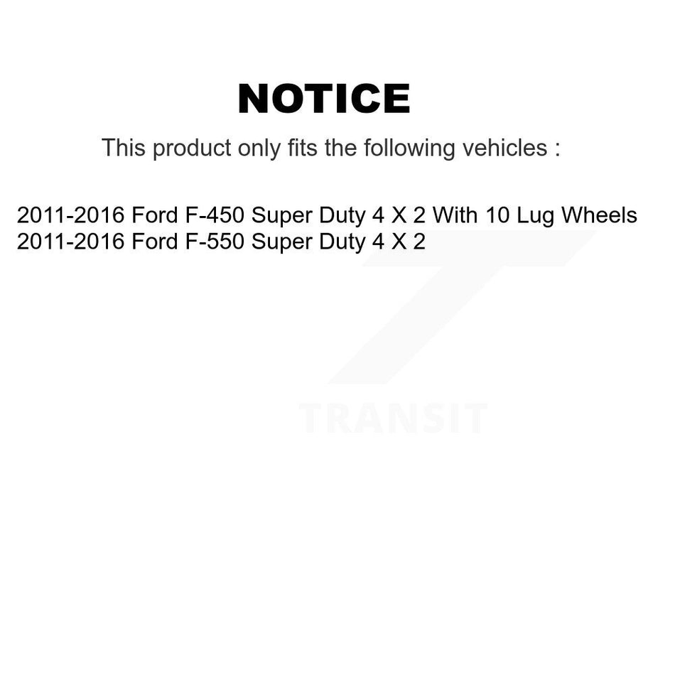 Front Hub Bearing Assembly With Disc Brake Rotors And Semi-Metallic Pads Kit For 2011-2016 Ford F-450 Super Duty F-550 4 X 2 KBB-105425