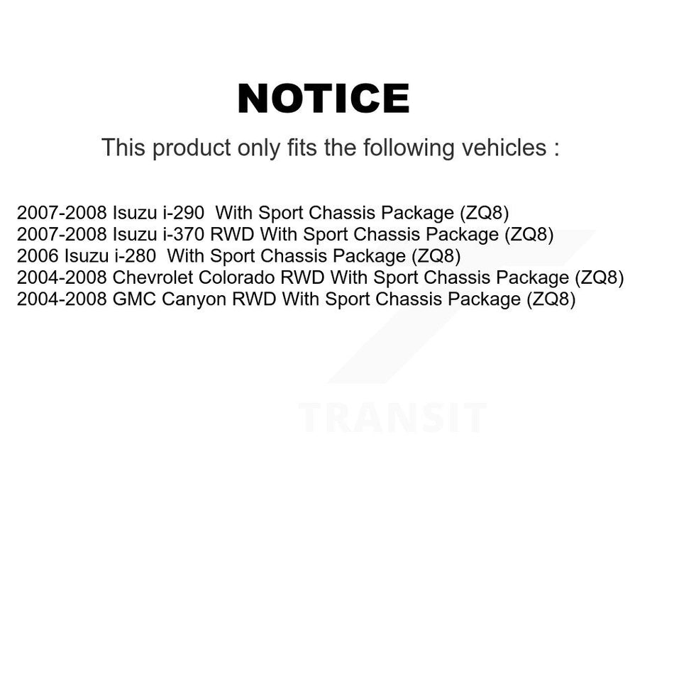 Front Hub Bearing Assembly With Disc Brake Rotors And Semi-Metallic Pads Kit For Chevrolet Colorado GMC Canyon Isuzu i-290 i-280 Sport Chassis Package (ZQ8) KBB-105471