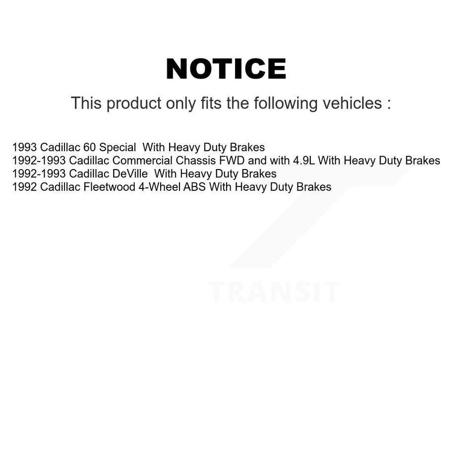 Front Hub Bearing Assembly With Disc Brake Rotors And Semi-Metallic Pads Kit For Cadillac DeVille Fleetwood 60 Special Commercial Chassis Heavy Duty Brakes KBB-105506