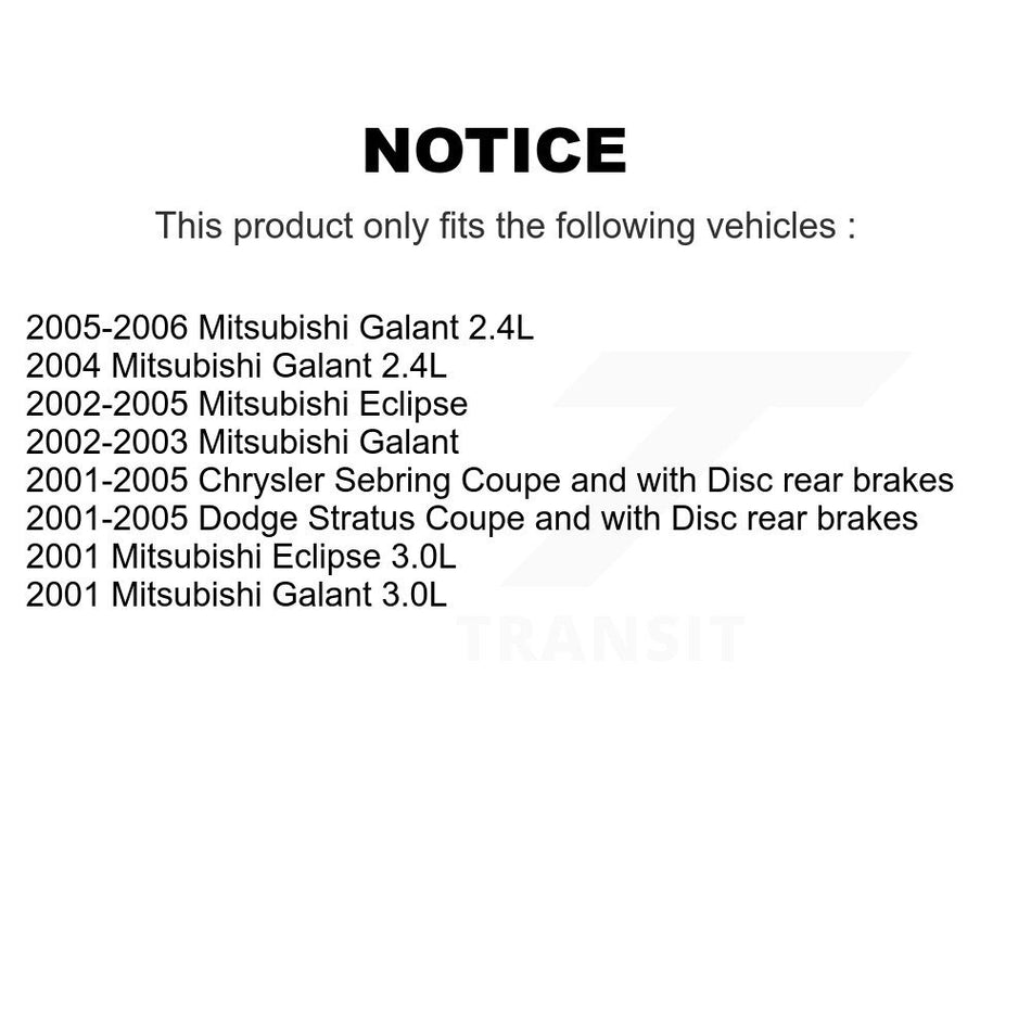 Front Hub Bearing Assembly With Disc Brake Rotors And Semi-Metallic Pads Kit For Mitsubishi Chrysler Sebring Dodge Stratus Galant Eclipse KBB-105549