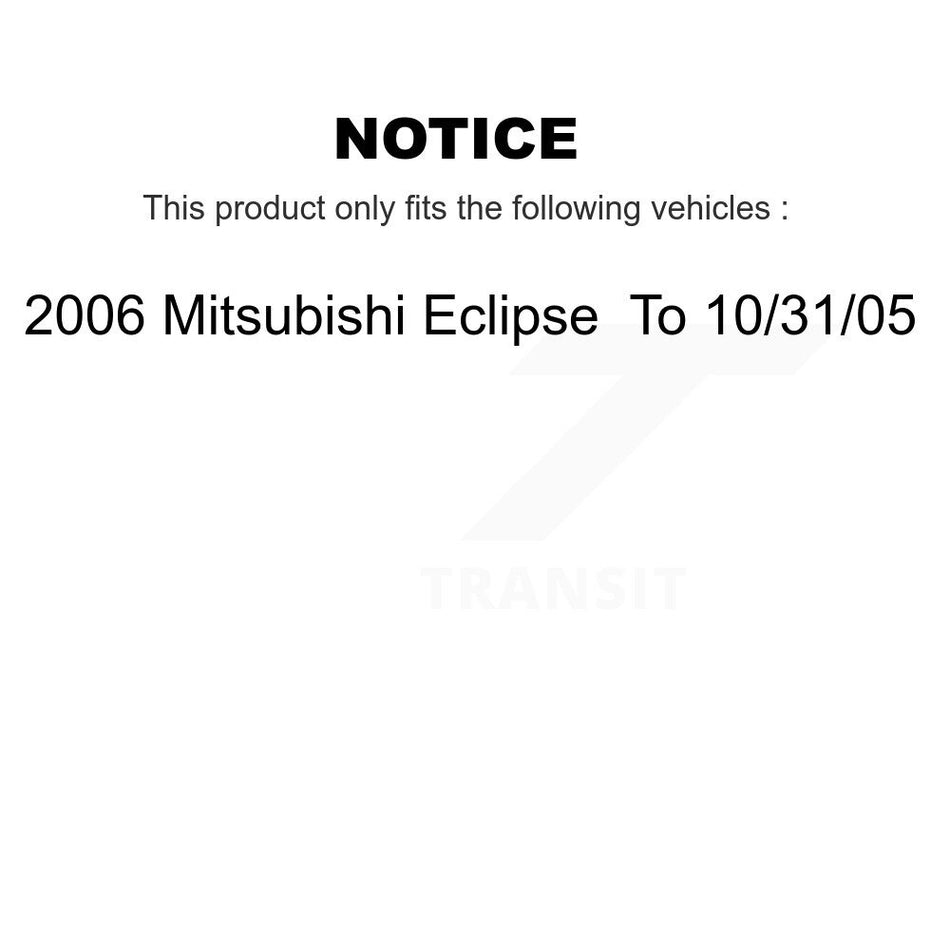 Front Hub Bearing Assembly With Disc Brake Rotors And Semi-Metallic Pads Kit For 2006 Mitsubishi Eclipse To 10 31 05 KBB-105552