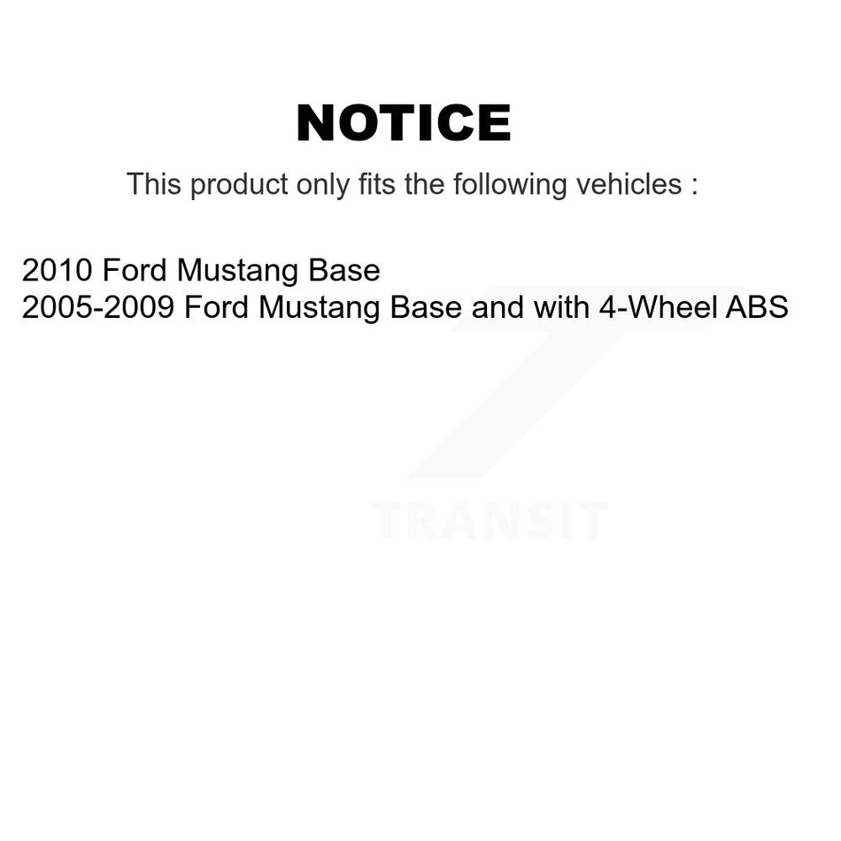 Front Hub Bearing Assembly With Disc Brake Rotors And Semi-Metallic Pads Kit For Ford Mustang KBB-105636