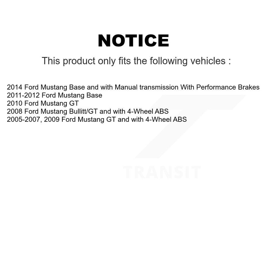 Front Hub Bearing Assembly With Disc Brake Rotors And Semi-Metallic Pads Kit For Ford Mustang KBB-105637