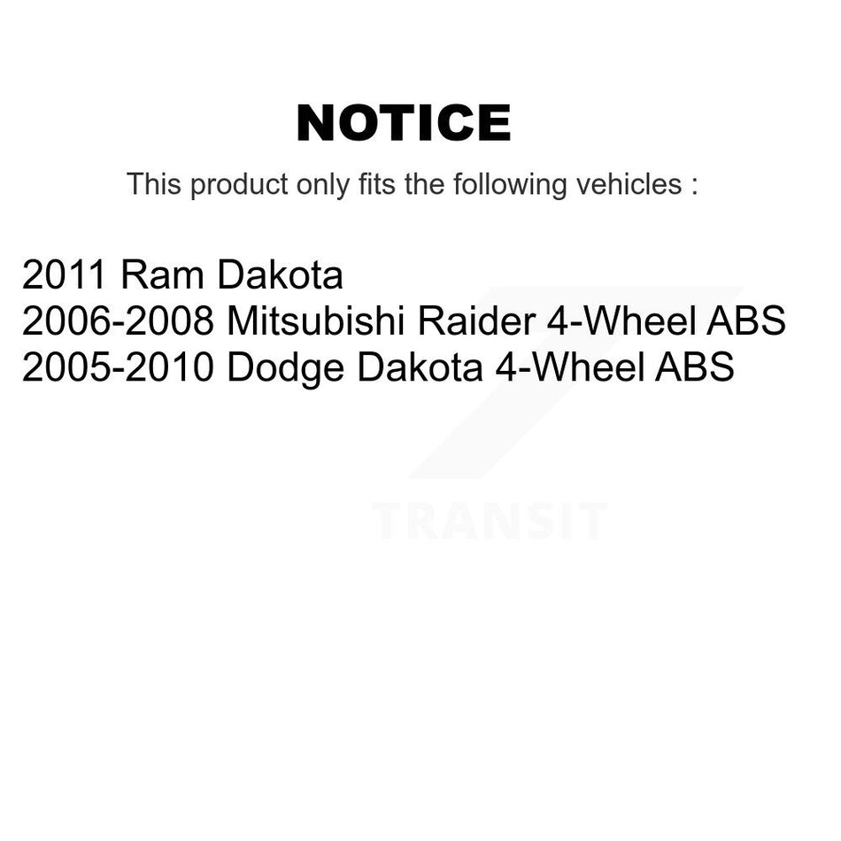 Front Hub Bearing Assembly With Disc Brake Rotors And Semi-Metallic Pads Kit For Dakota Dodge Mitsubishi Raider Ram KBB-105650