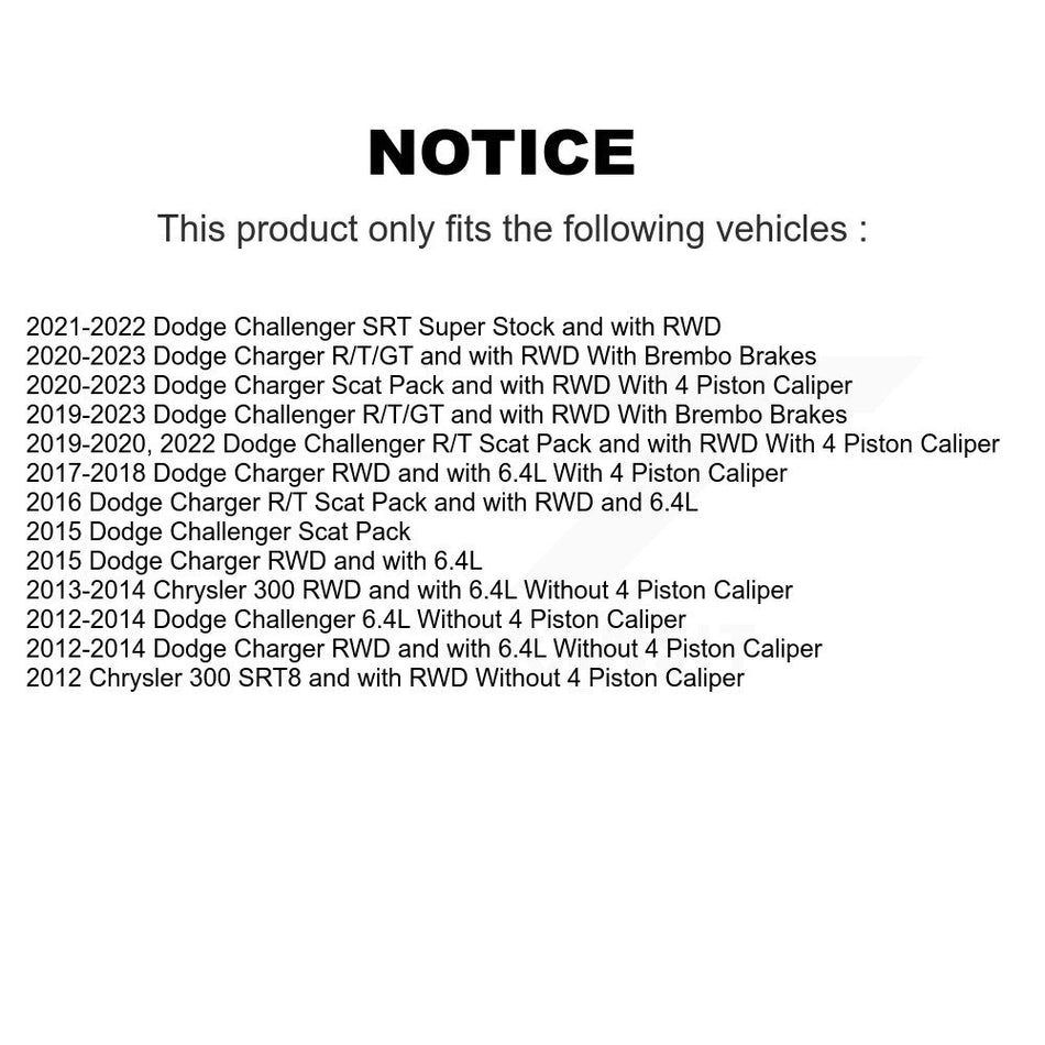 Front Hub Bearing Assembly With Disc Brake Rotors And Semi-Metallic Pads Kit For Dodge Charger Challenger Chrysler 300 KBB-105791