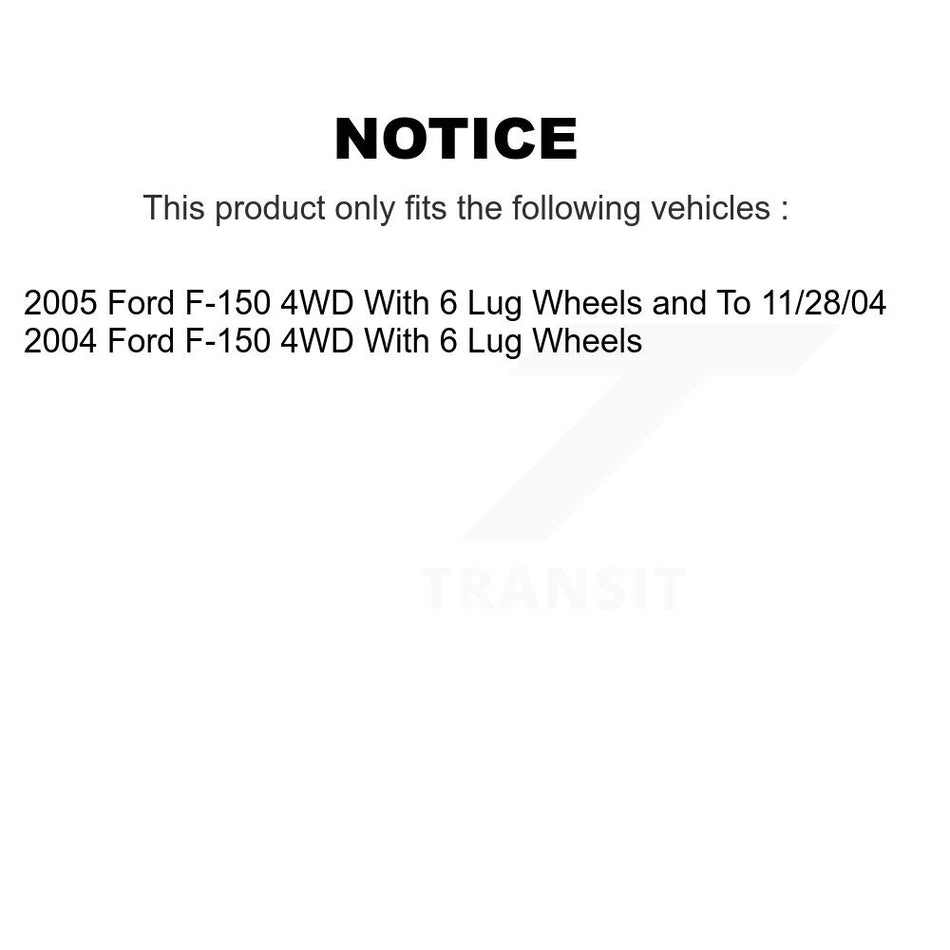 Front Hub Bearing Assembly With Disc Brake Rotors And Semi-Metallic Pads Kit For Ford F-150 4WD KBB-105908