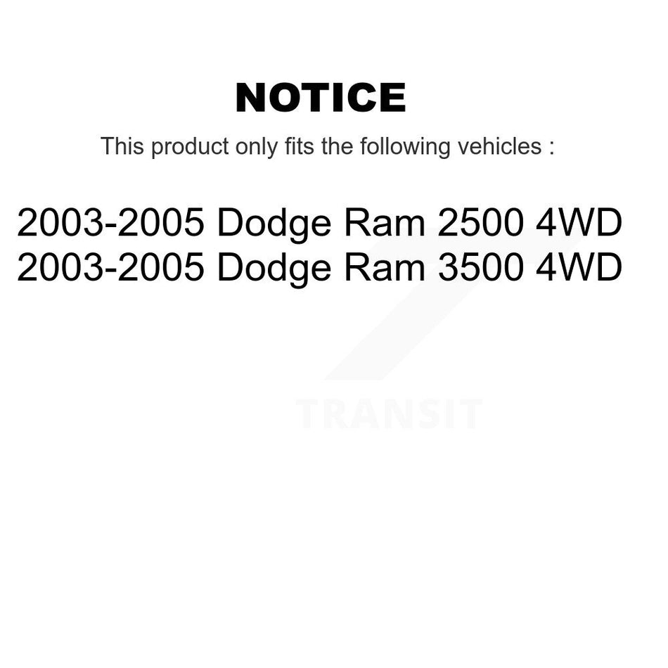 Front Hub Bearing Assembly With Disc Brake Rotors And Semi-Metallic Pads Kit For 2003-2005 Dodge Ram 2500 3500 4WD KBB-105926