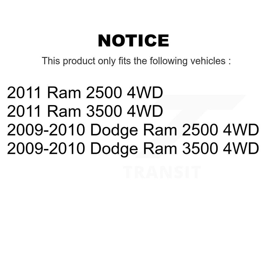 Front Hub Bearing Assembly With Disc Brake Rotors And Semi-Metallic Pads Kit For Dodge Ram 2500 3500 4WD KBB-105995