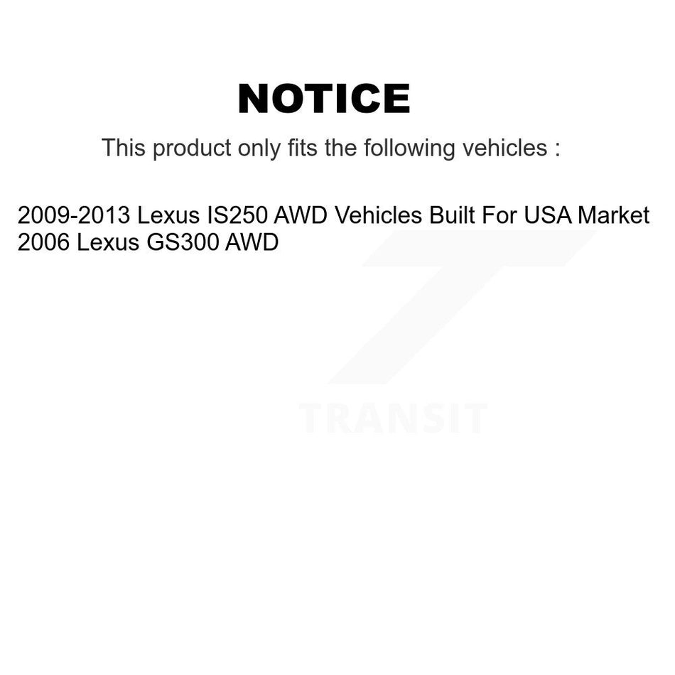Front Hub Bearing Assembly With Disc Brake Rotors And Semi-Metallic Pads Kit (5Pc) For Lexus IS250 GS300 AWD KBB-106033