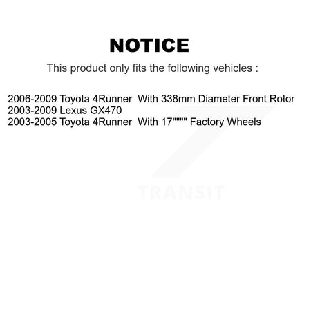 Front Wheel Bearing Coated Disc Brake Rotors And Pads Kit For Toyota 4Runner Lexus GX470 KBB-106079