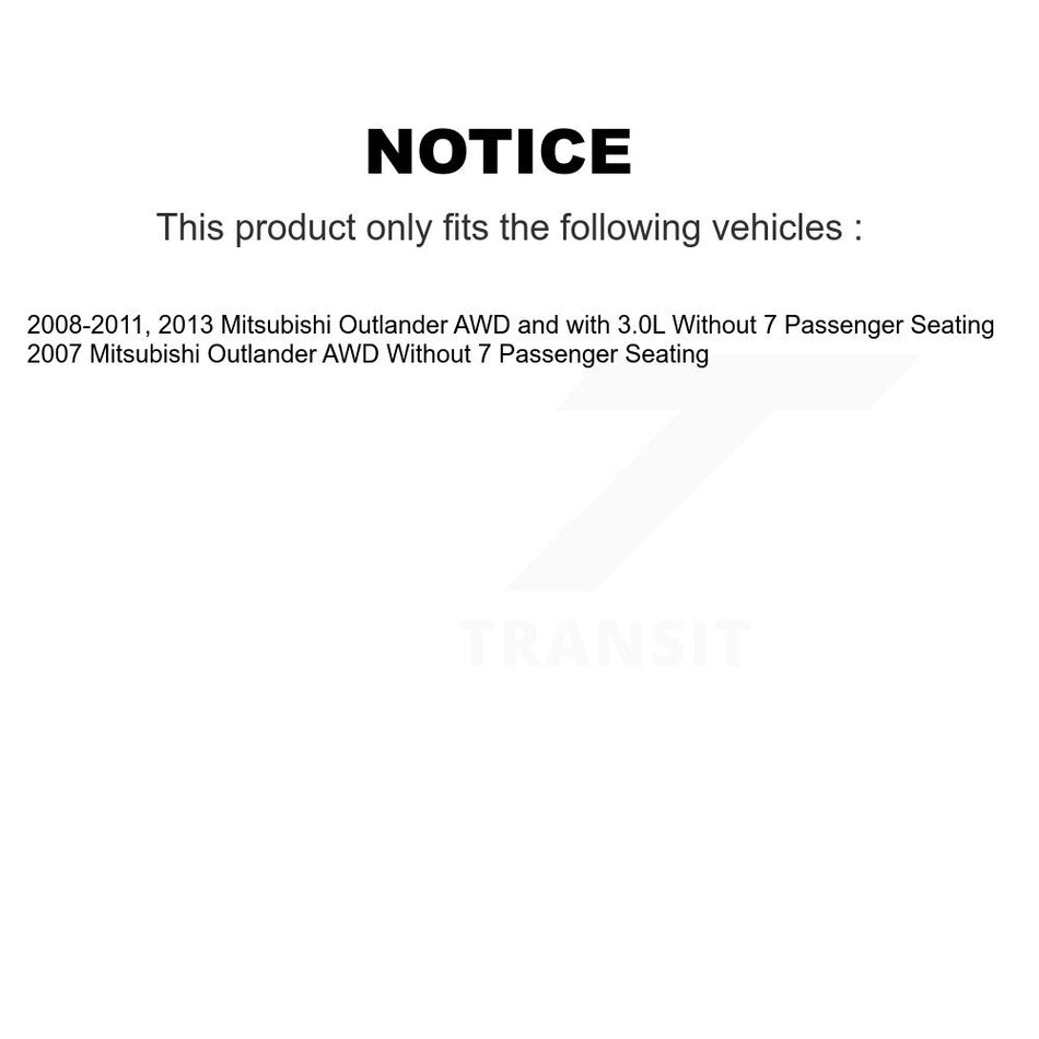 Front Rear Wheel Hub Bearings Assembly Disc Brake Rotors And Semi-Metallic Pads Kit (10Pc) For Mitsubishi Outlander Without 7 Passenger Seating KBB-106300