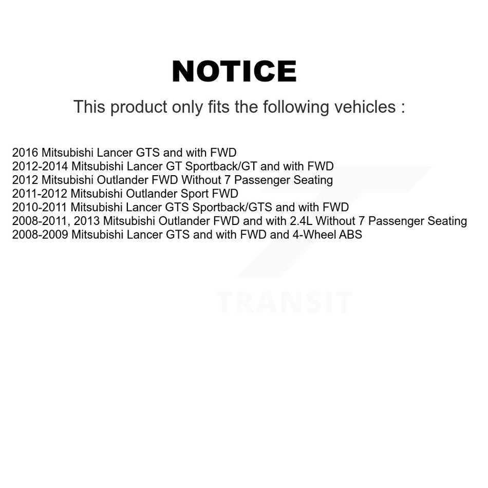 Front Rear Wheel Hub Bearings Assembly Disc Brake Rotors And Semi-Metallic Pads Kit (10Pc) For Mitsubishi Lancer Outlander Sport KBB-106307