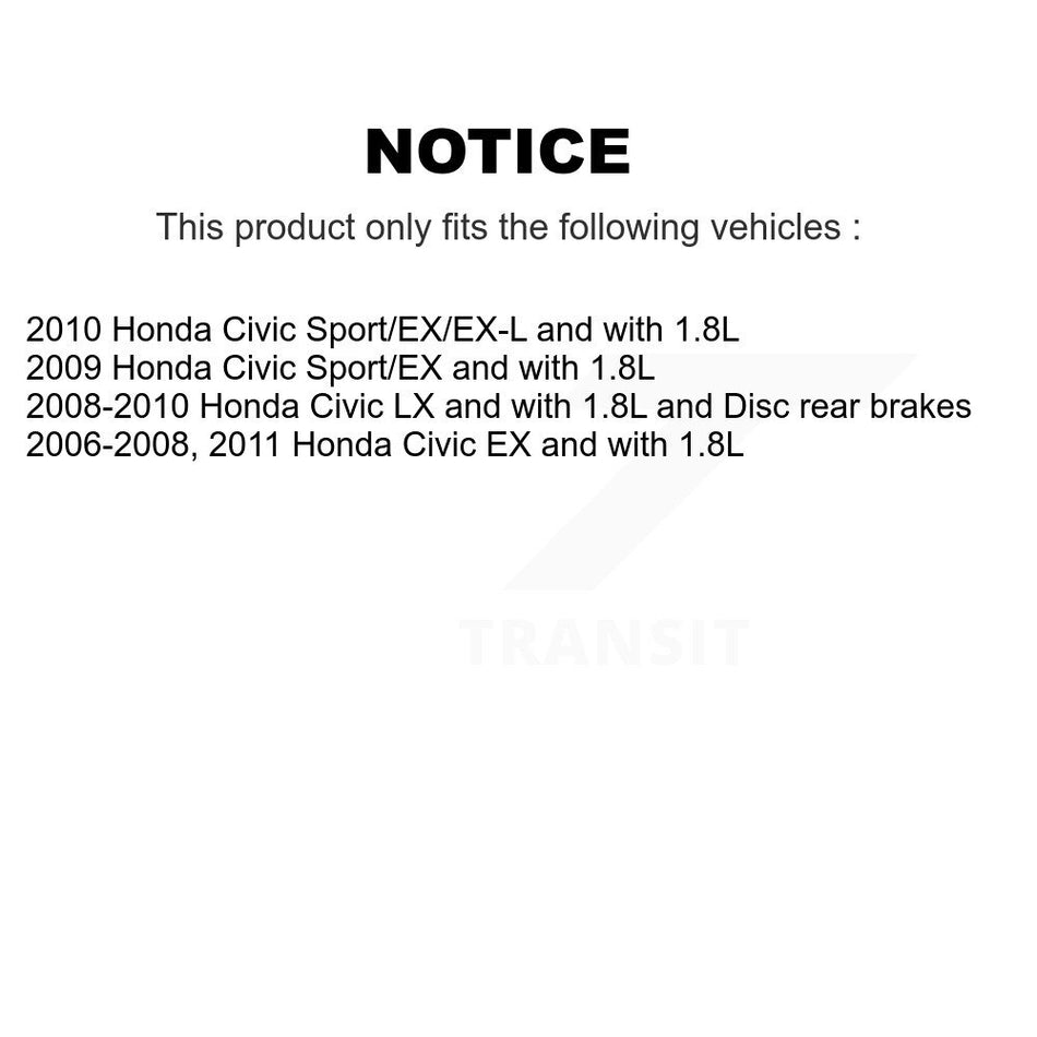 Front Rear Wheel Hub Bearings Assembly Disc Brake Rotors And Semi-Metallic Pads Kit (10Pc) For Honda Civic KBB-106599