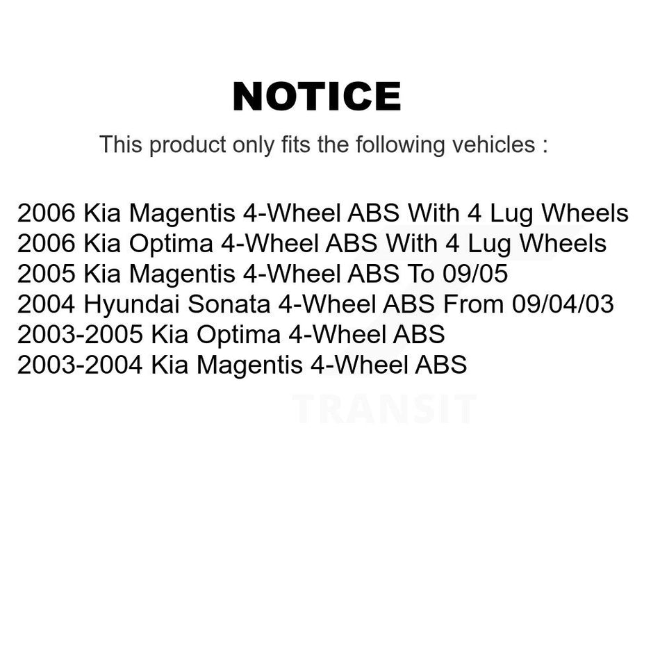 Front Rear Wheel Hub Bearings Assembly Disc Brake Rotors And Ceramic Pads Kit (10Pc) For Kia Optima Hyundai Sonata Magentis 4-Wheel ABS KBB-106972