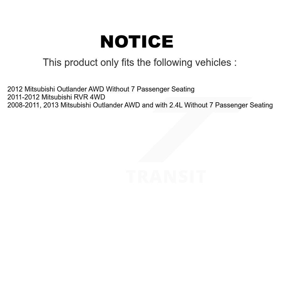 Front Rear Wheel Hub Bearings Assembly Disc Brake Rotors And Ceramic Pads Kit (10Pc) For Mitsubishi Outlander Without 7 Passenger Seating KBB-107104