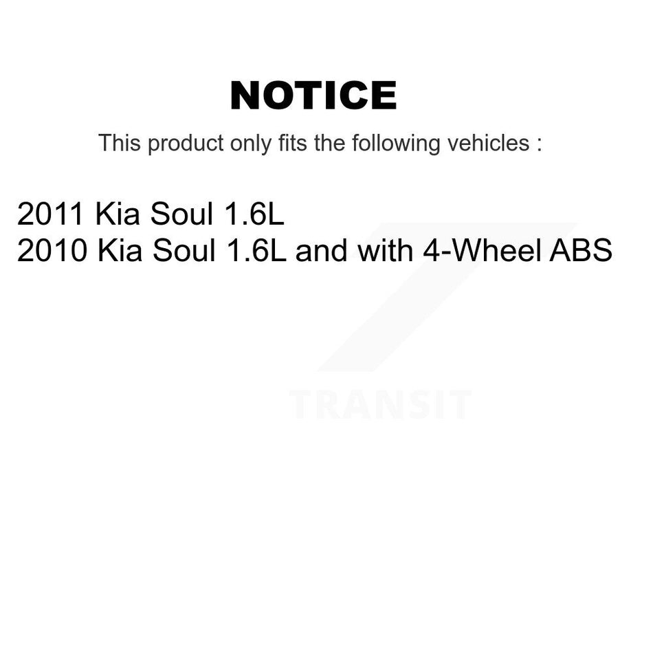 Front Rear Wheel Hub Bearings Assembly Disc Brake Rotors And Ceramic Pads Kit (10Pc) For Kia Soul KBB-107148