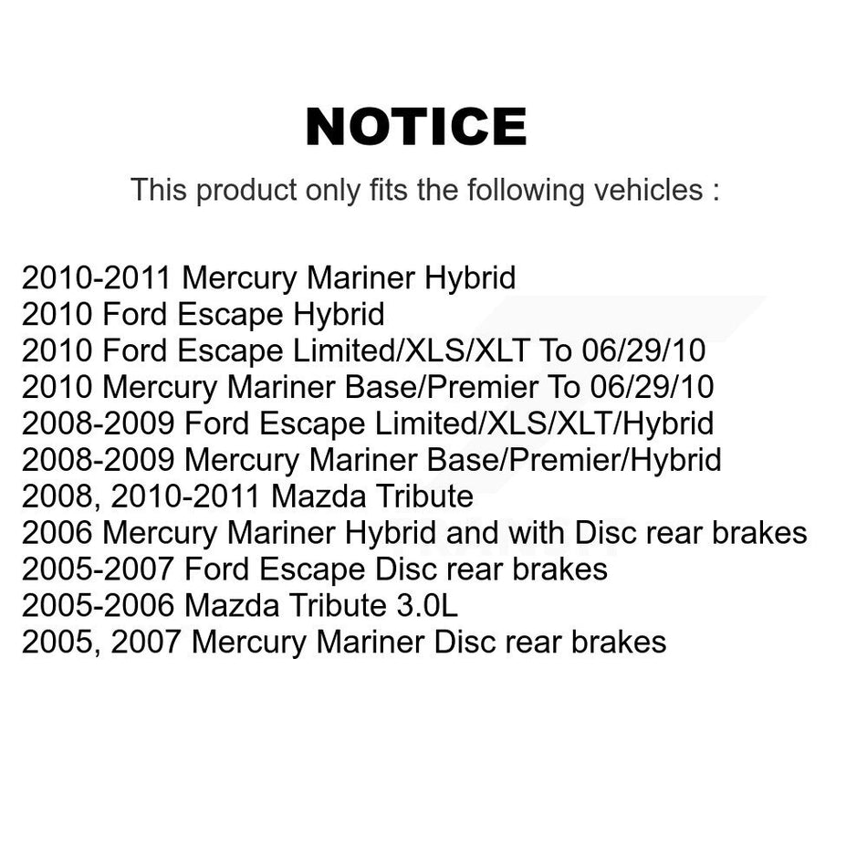 Front Rear Wheel Bearings Disc Brake Rotors And Ceramic Pads Kit (10Pc) For Ford Escape Mercury Mariner Mazda Tribute KBB-107276