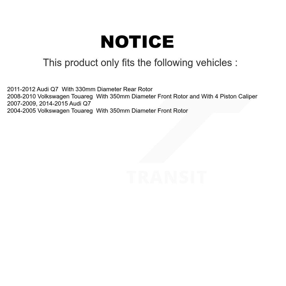 Front Rear Wheel Bearings Disc Brake Rotors And Ceramic Pads Kit (10Pc) For Audi Q7 Volkswagen Touareg KBB-107325