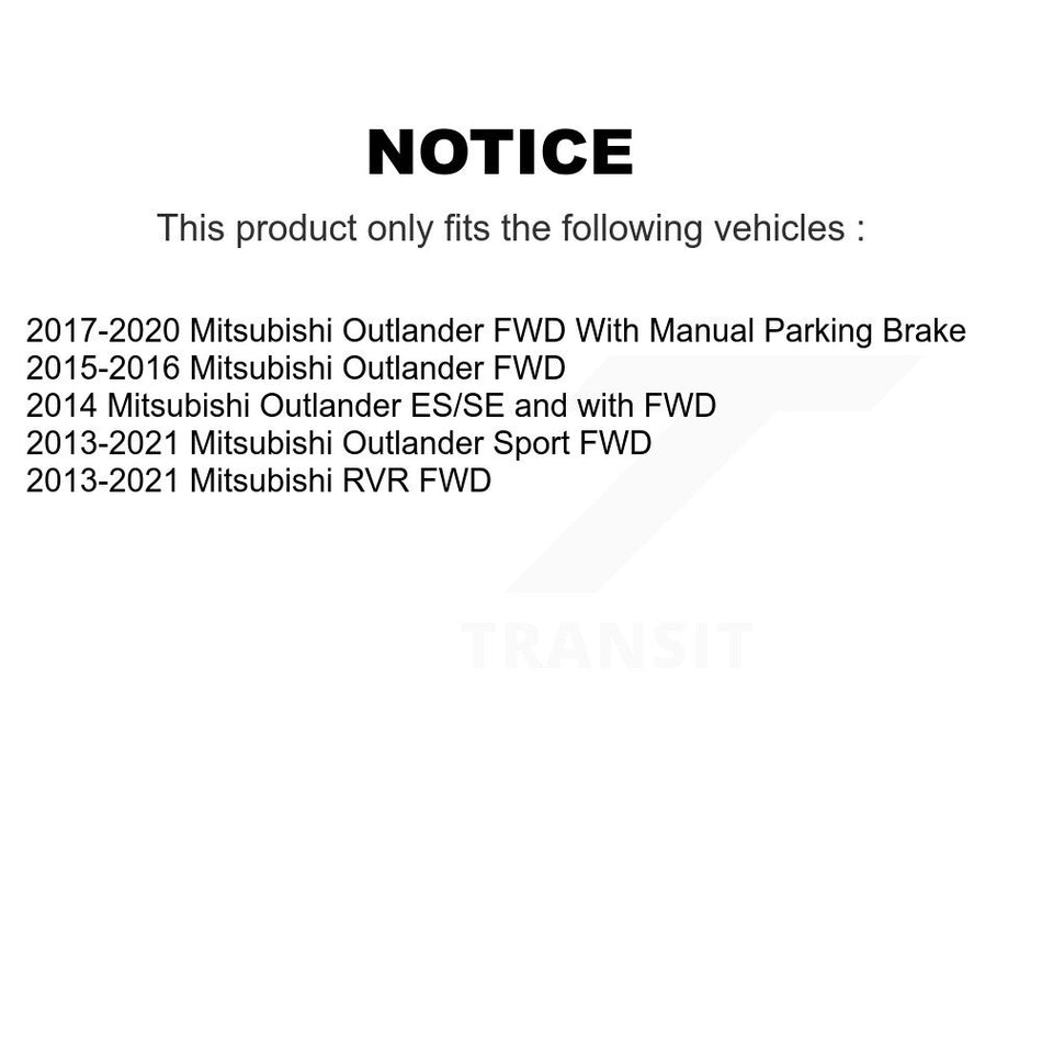 Front Rear Wheel Hub Bearings Assembly Coated Disc Brake Rotors And Semi-Metallic Pads Kit (10Pc) For Mitsubishi Outlander Sport RVR KBB-107416